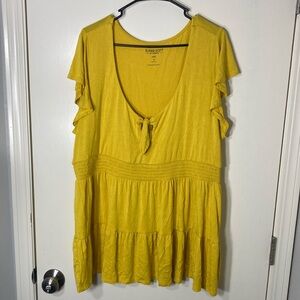 Torrid Super Soft Yellow Flutter Sleeve Tie‎ Front Blouse Plus Size 3X